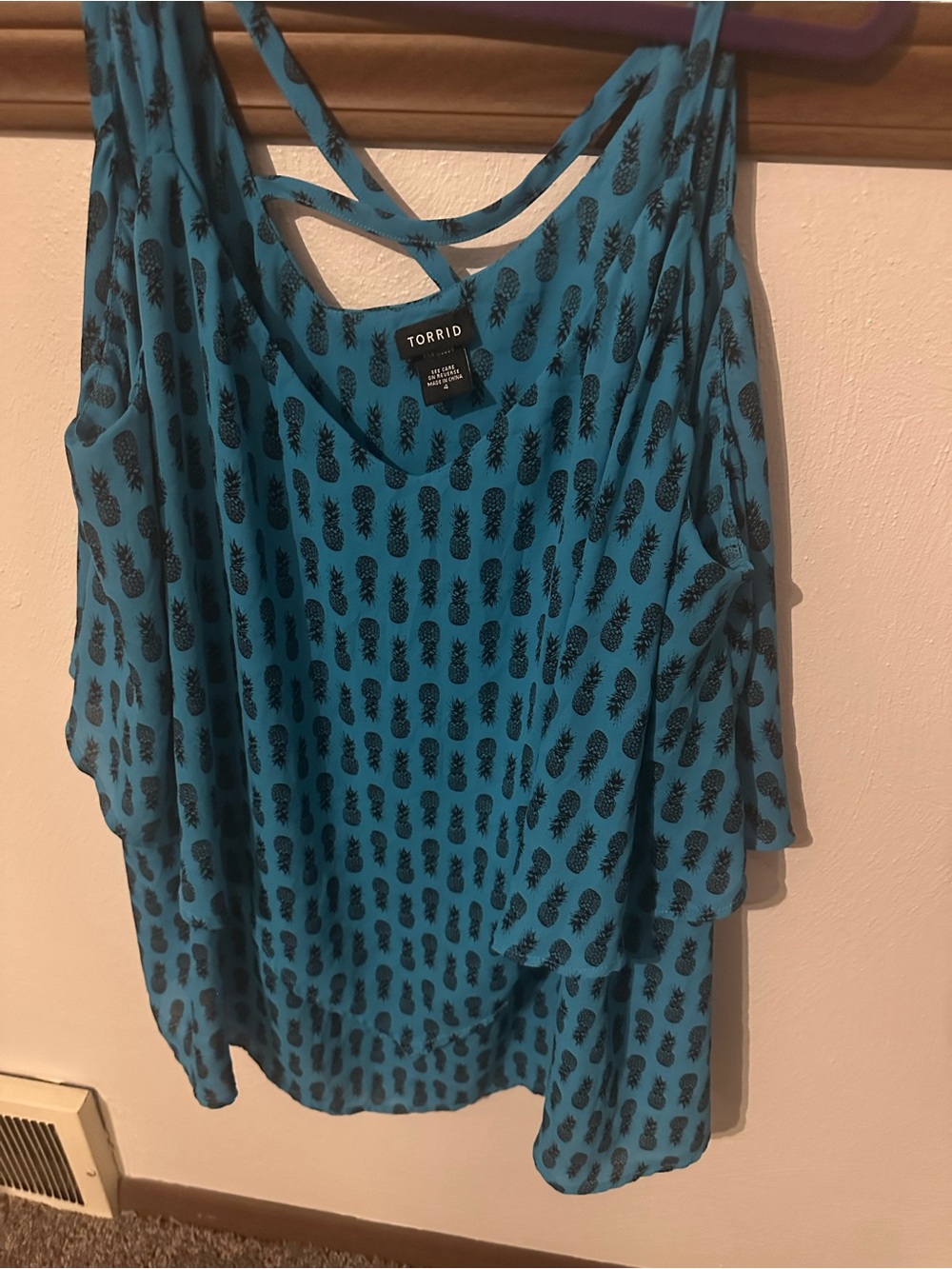 torrid Teal Pineapple Print Strappy Camisole